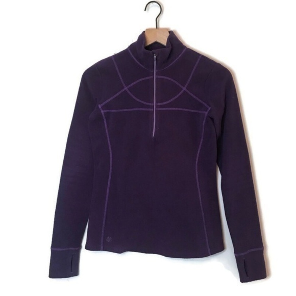 Athleta Purple Fleece Half Zip Mock Neck Pullover Sweater Sweatshirt size XXS